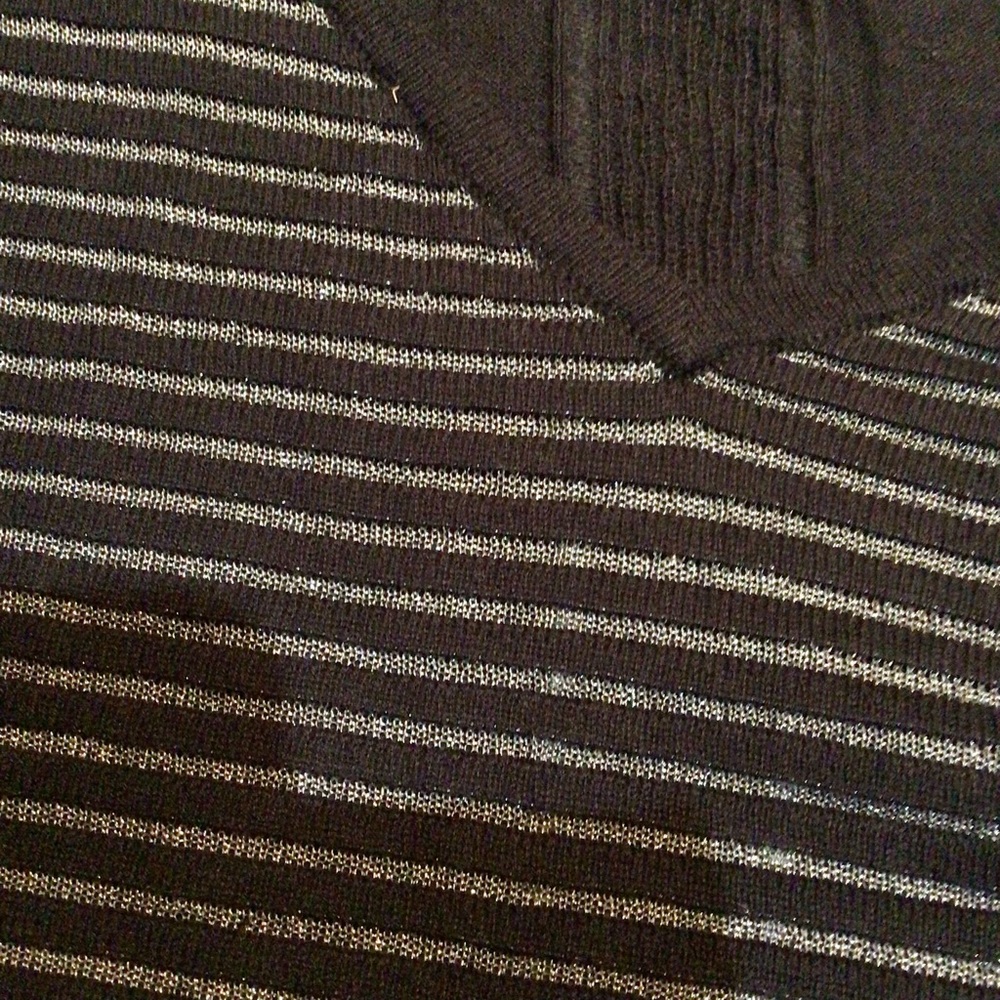Metalicus, Black Knitted Tunic with Silver Stripes, Size M-L - Picture 4 of 6